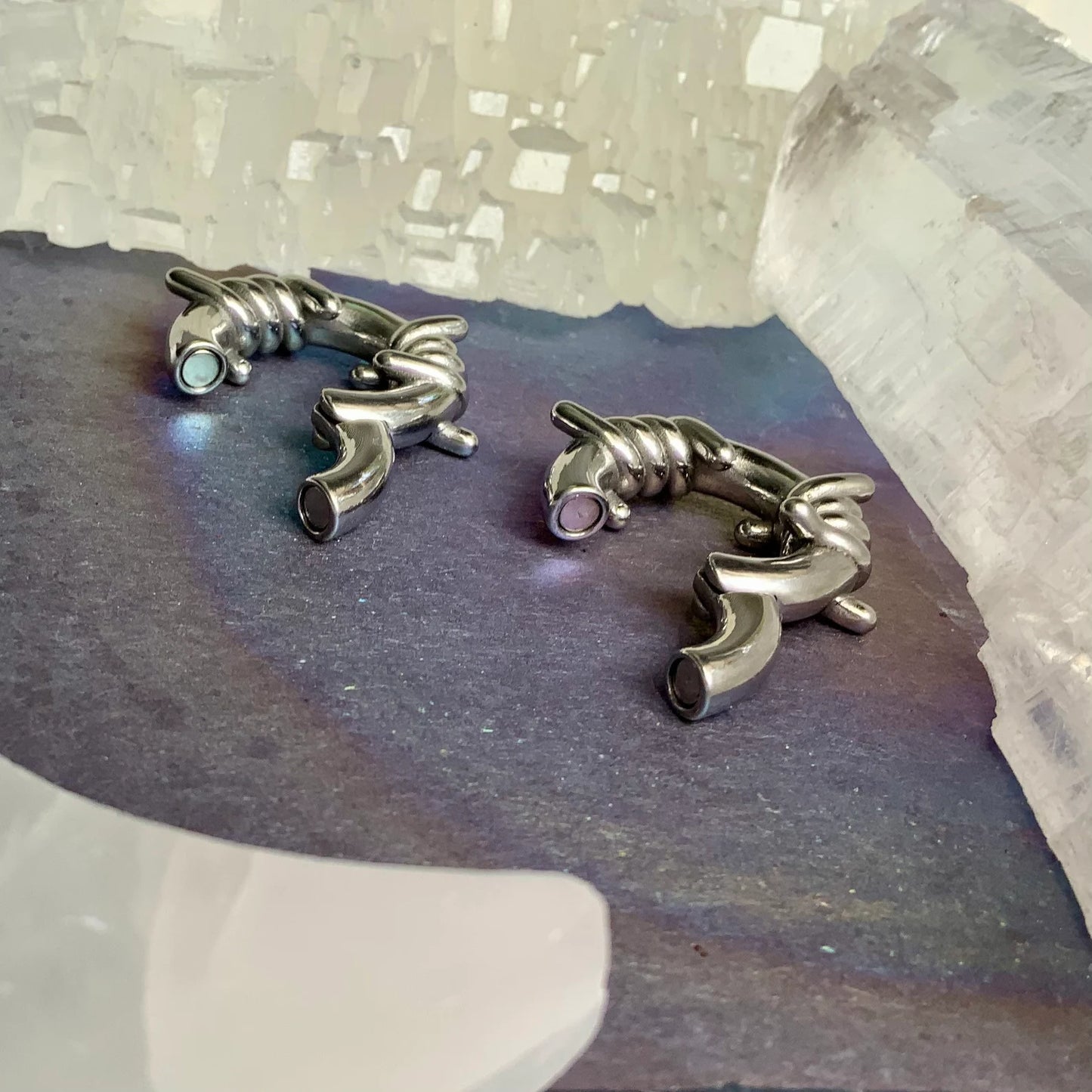 Silver Barbed Wire Ear Weights