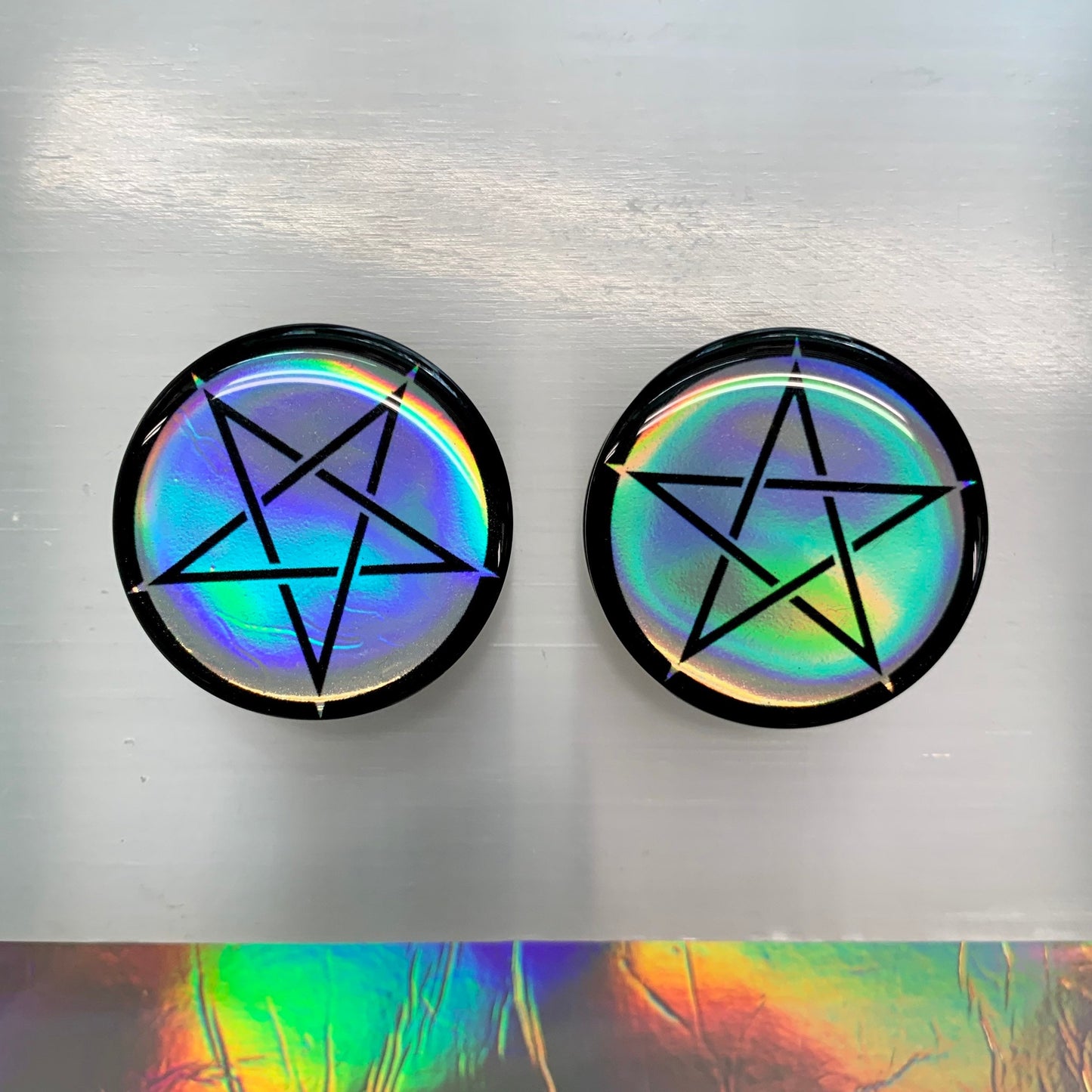 Witch Holo Pentagram Acrylic Plugs