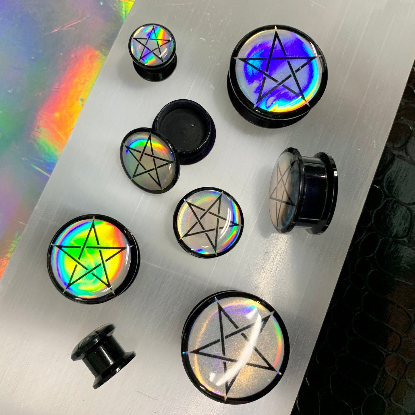 Witch Holo Pentagram Acrylic Plugs