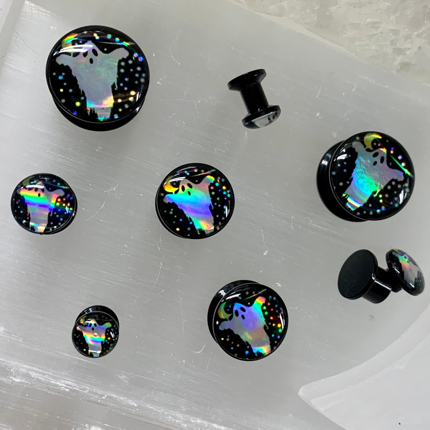 Holographic Ghost Acrylic Plugs
