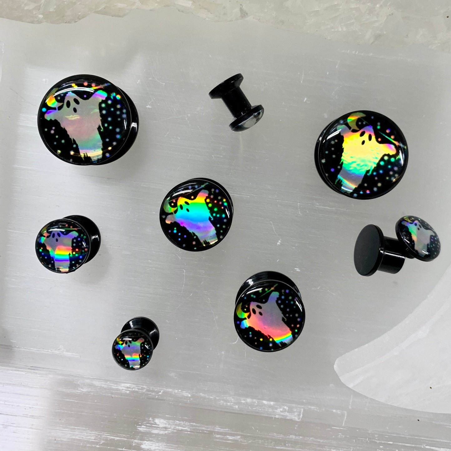 Holographic Ghost Acrylic Plugs
