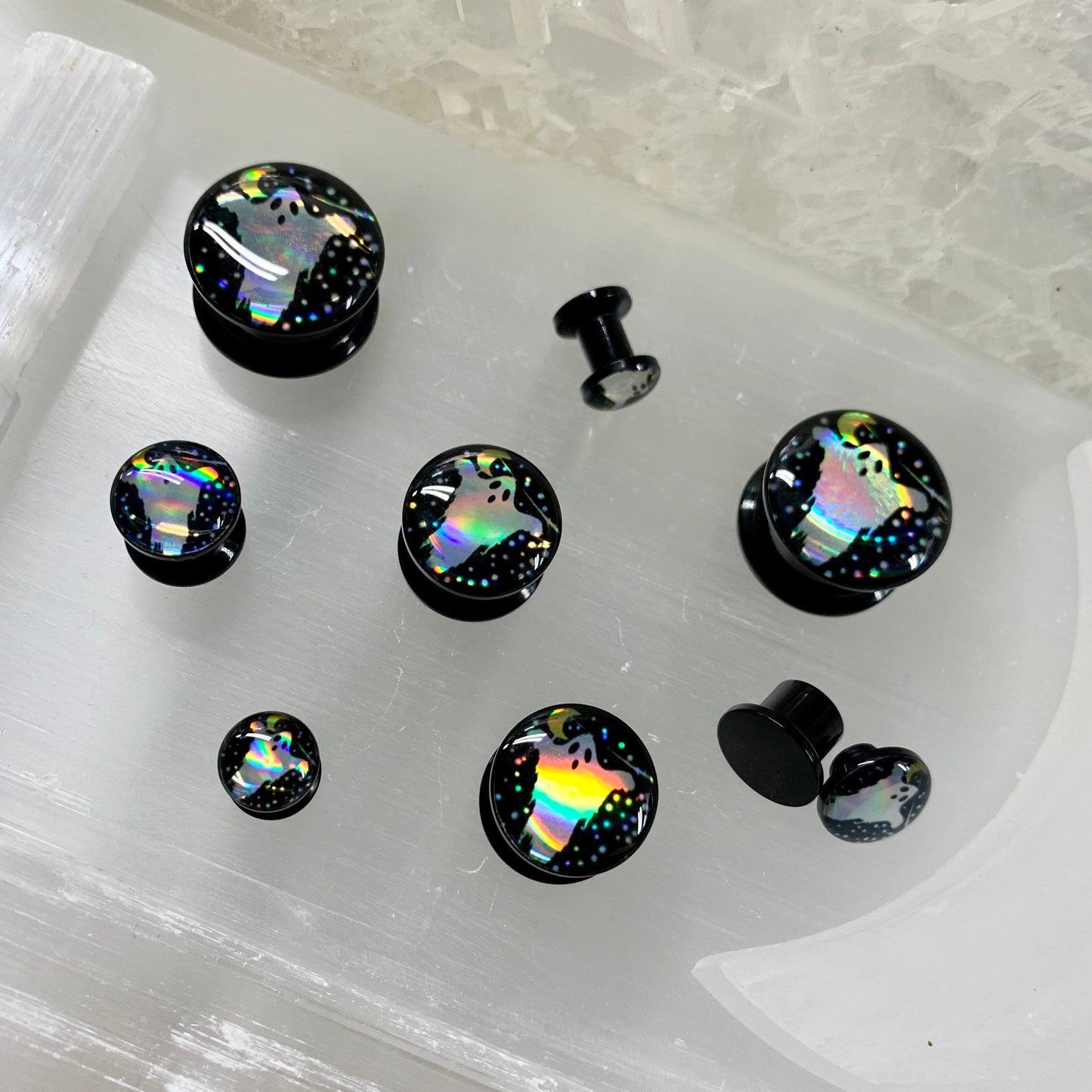 Holographic Ghost Acrylic Plugs