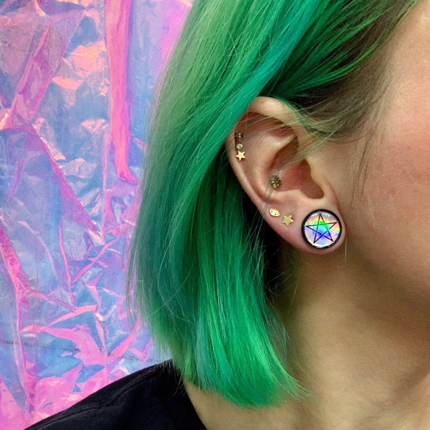 Witch Holo Pentagram Acrylic Plugs