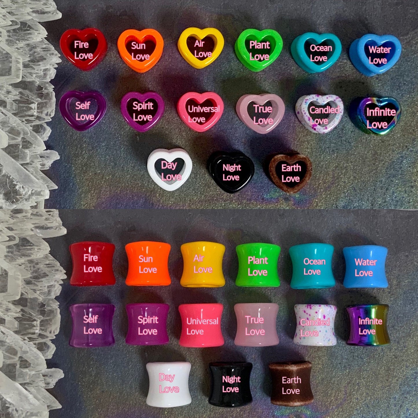 Night Love Acrylic Hearts