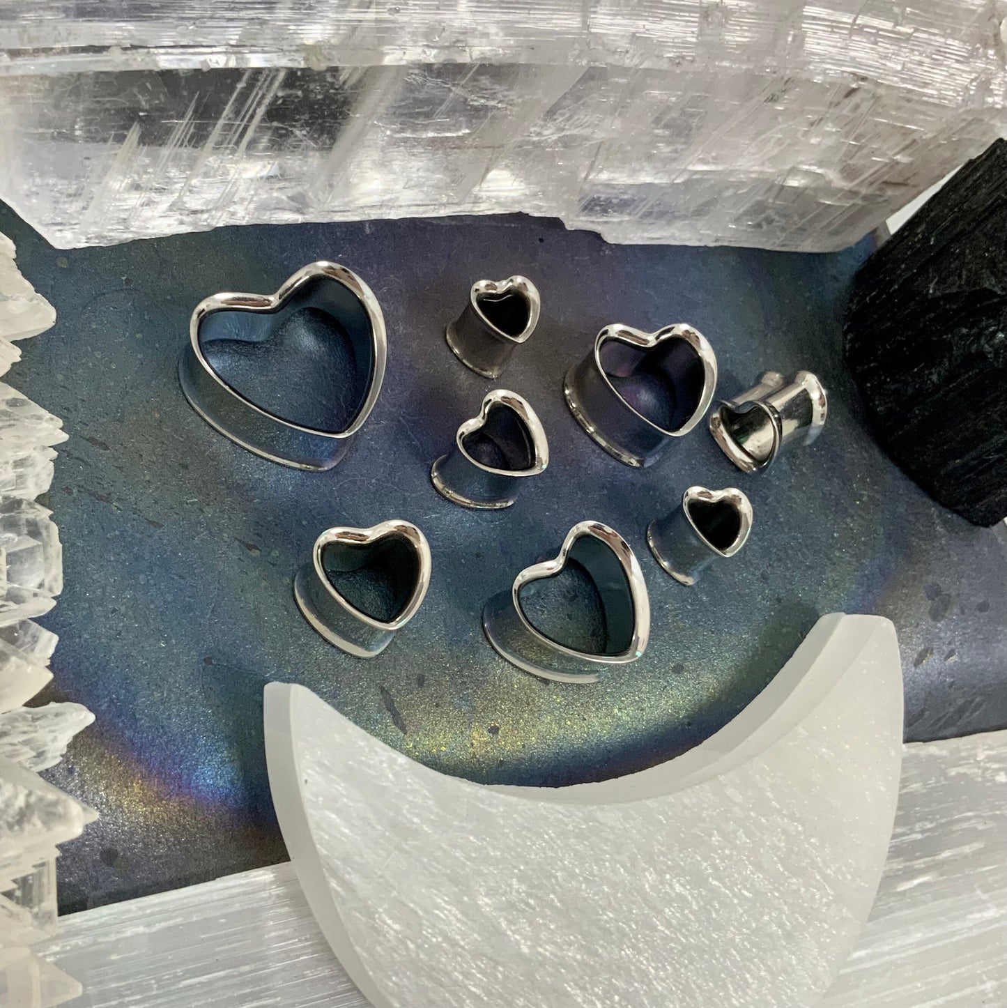 Bright Open 316L Steel Hearts