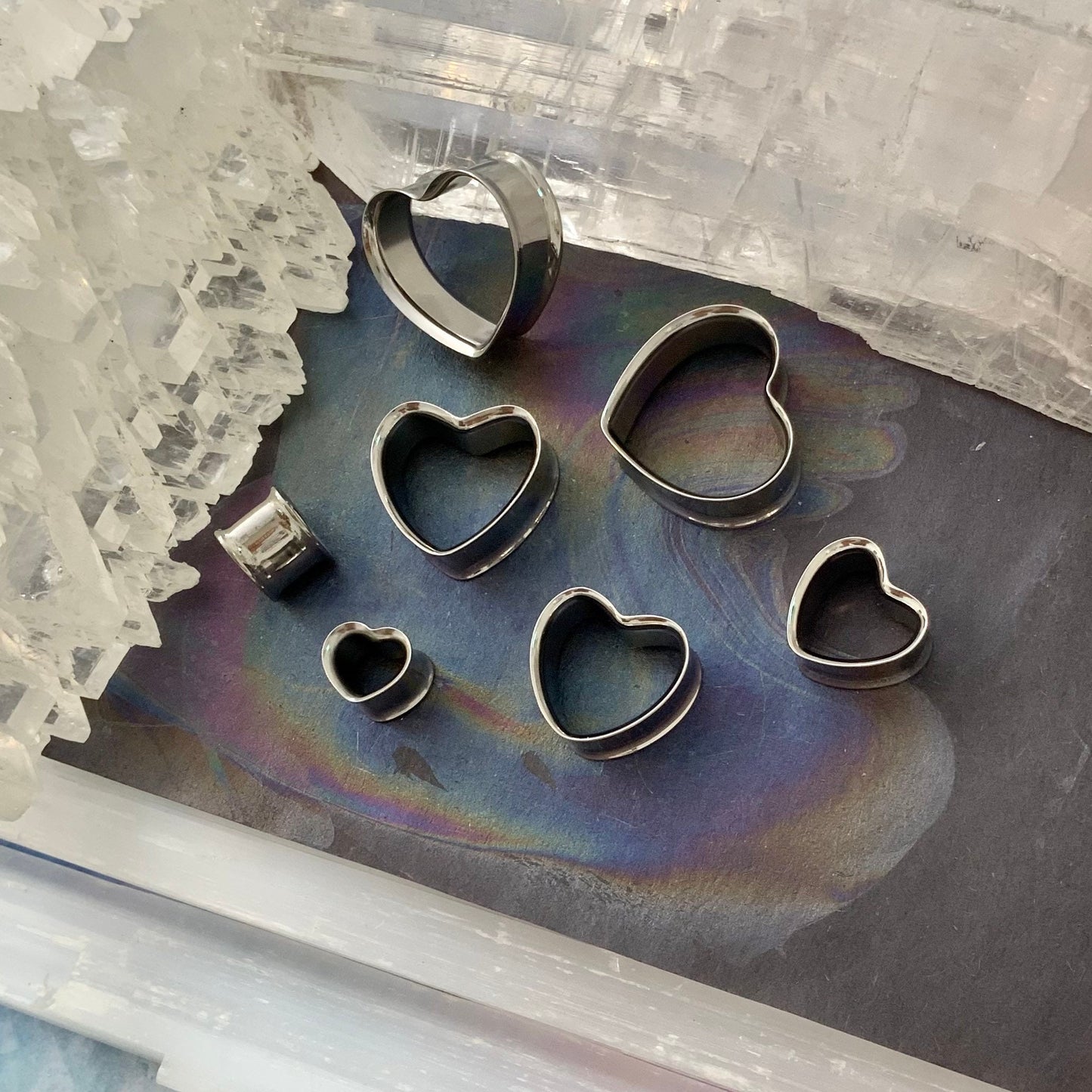 Bright Open 316L Steel Hearts