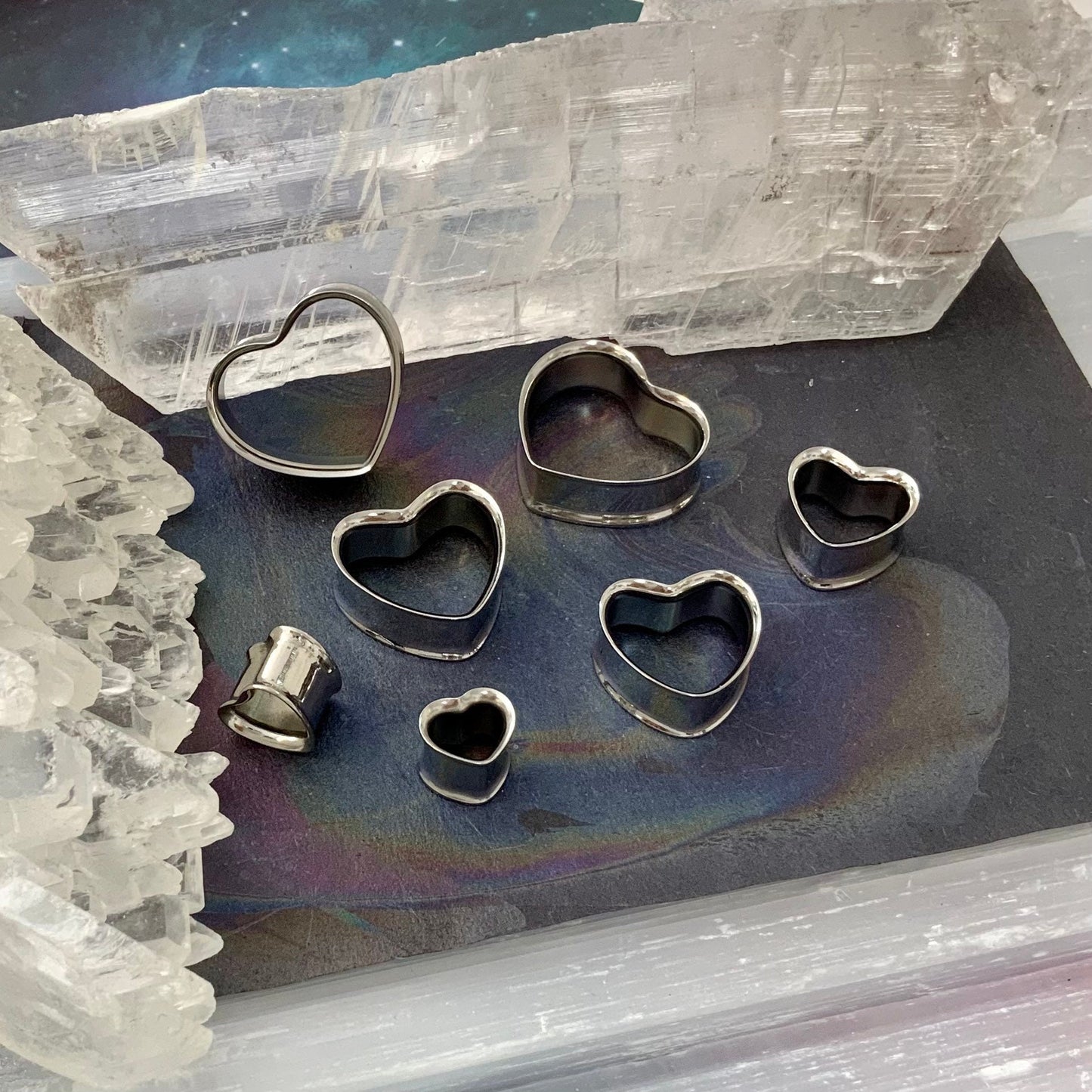 Bright Open 316L Steel Hearts
