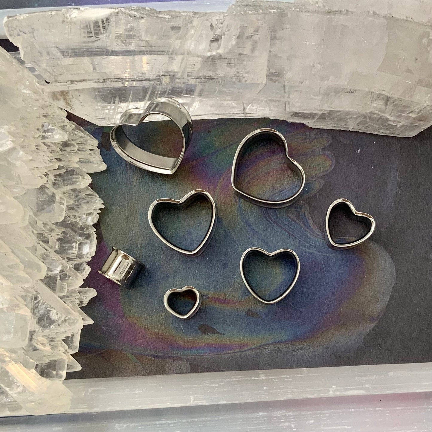Bright Open 316L Steel Hearts