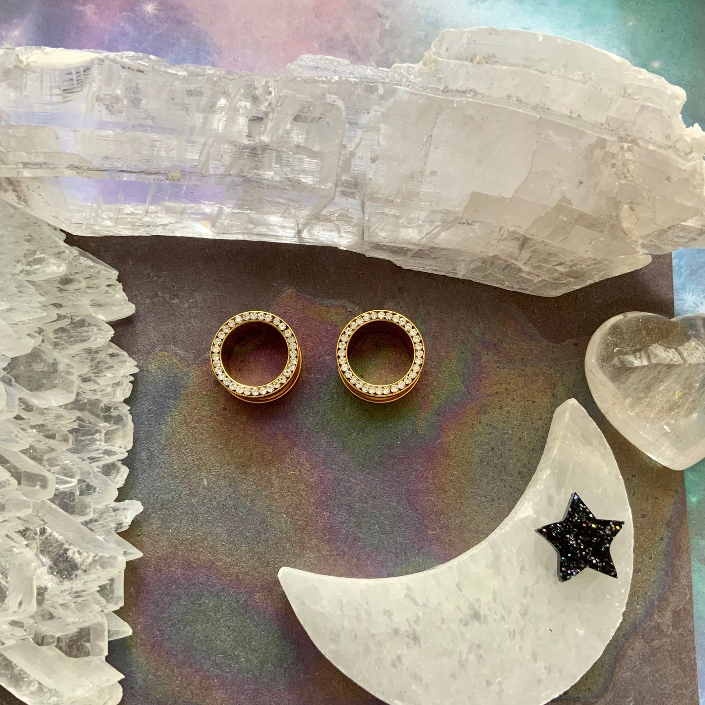 Double Bling Gold CZ Tunnels