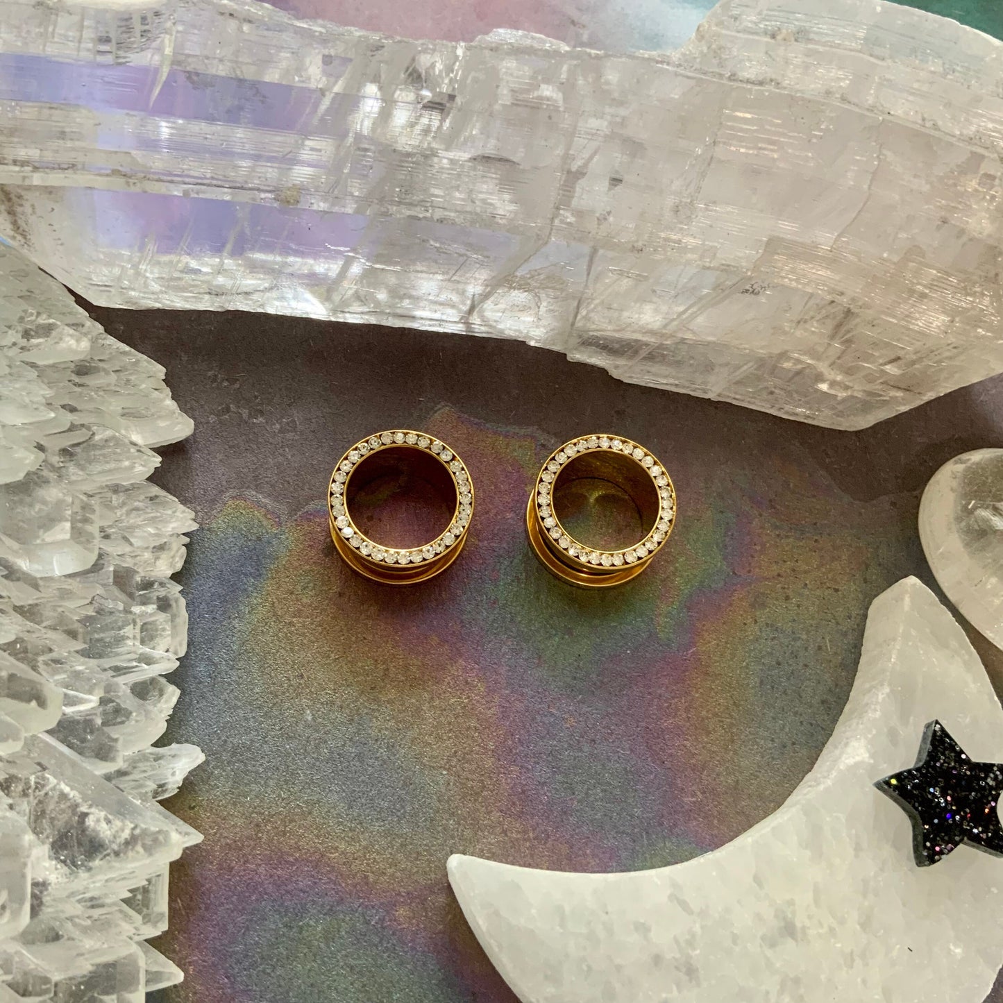 Double Bling Gold CZ Tunnels