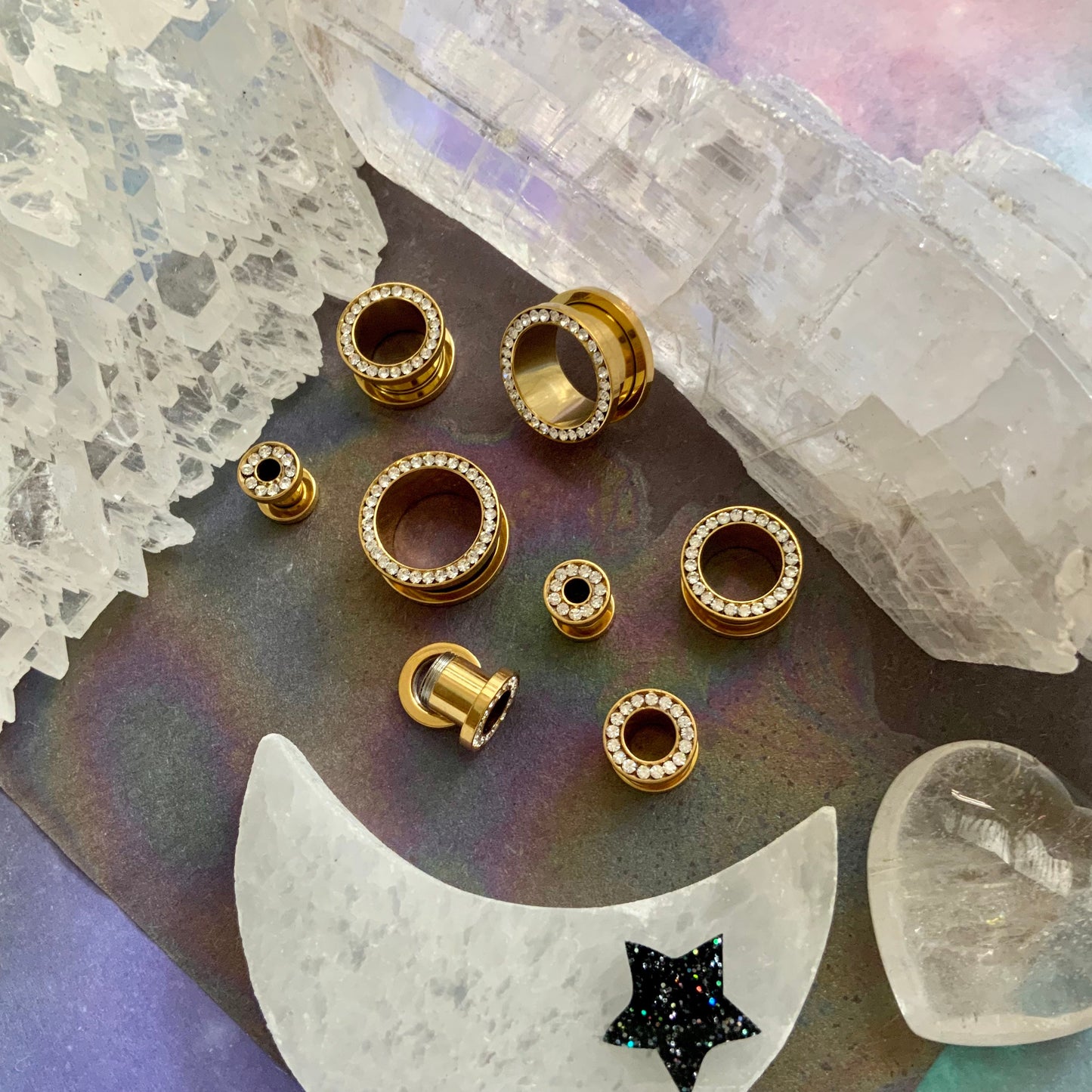 Double Bling Gold CZ Tunnels