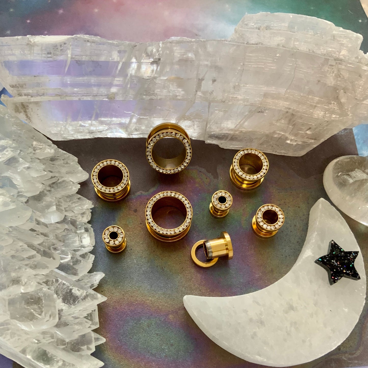 Double Bling Gold CZ Tunnels