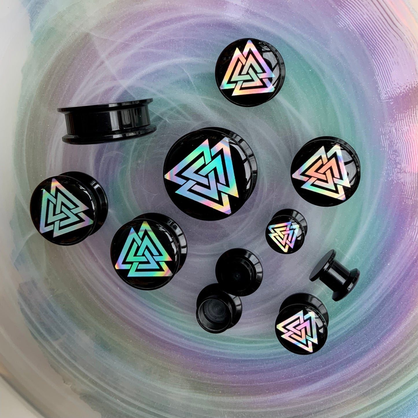 Valknut Holographic Acrylic Plugs
