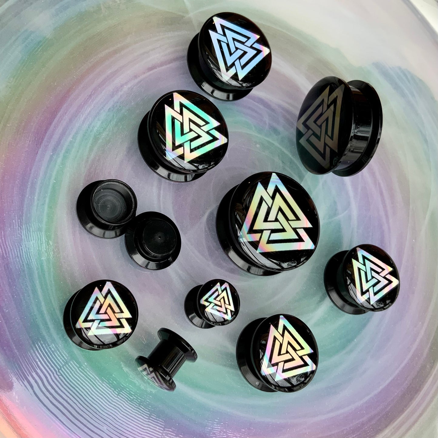 Valknut Holographic Acrylic Plugs