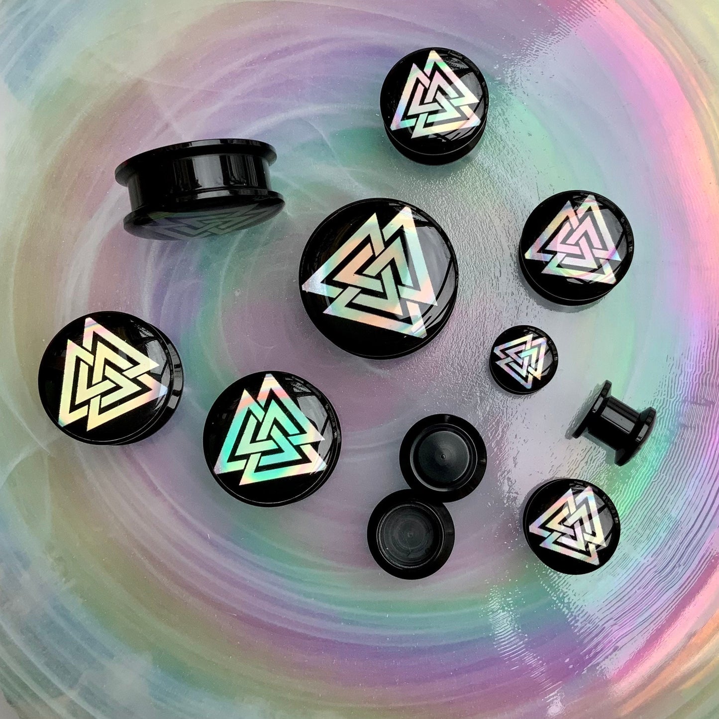 Valknut Holographic Acrylic Plugs