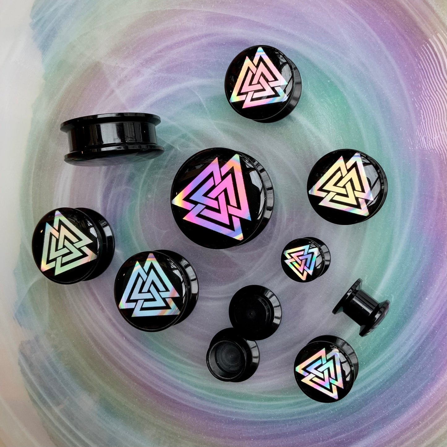 Valknut Holographic Acrylic Plugs