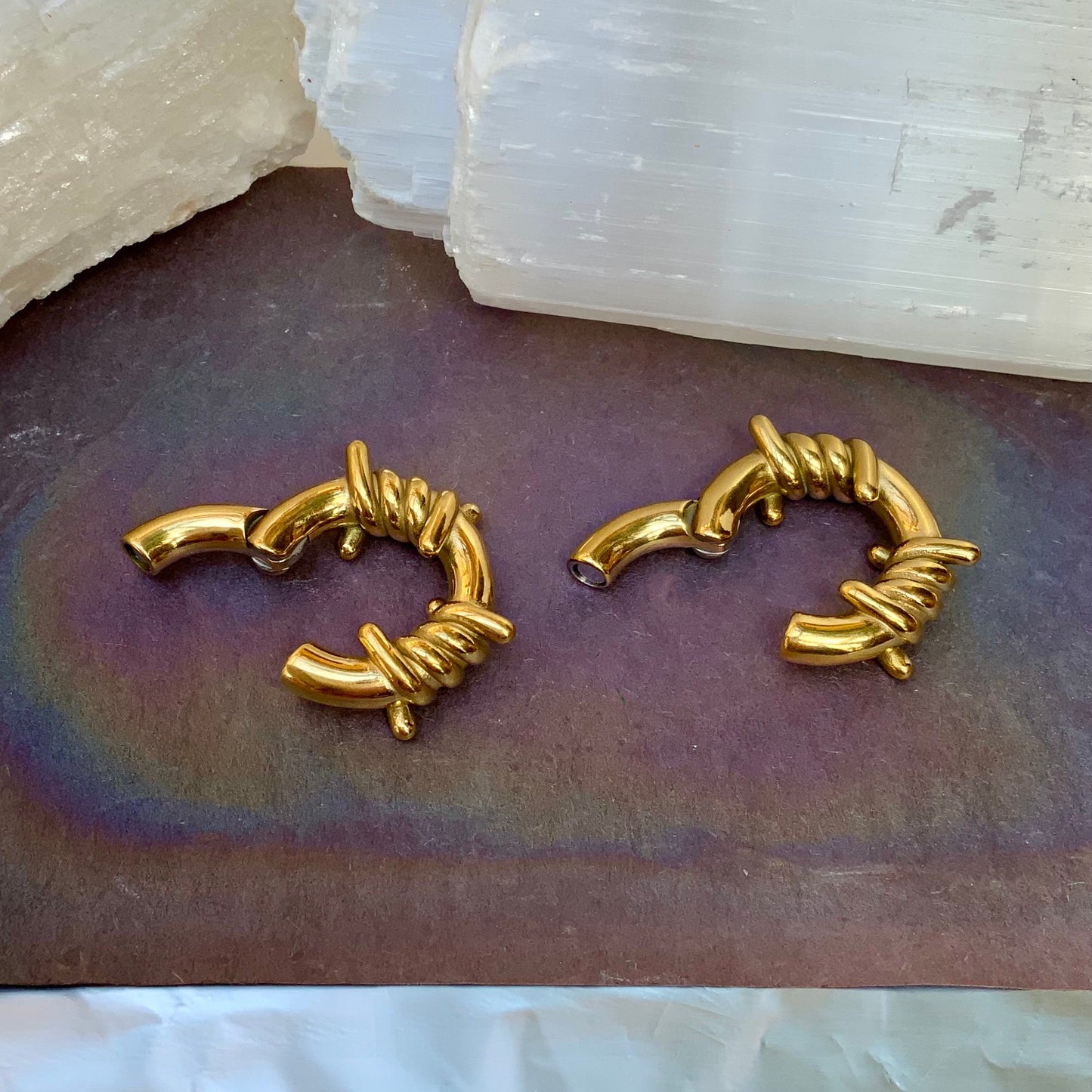 Gold Barbed Wire Ear Weights