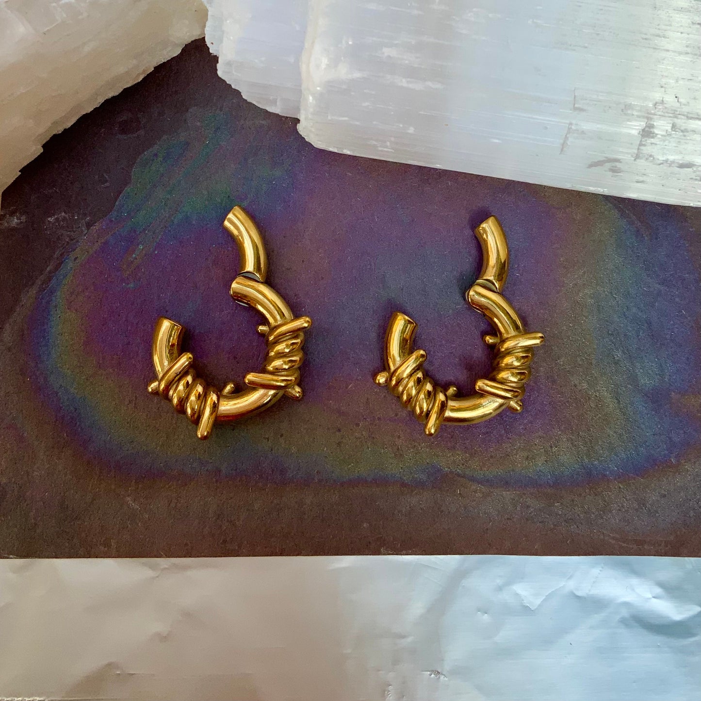 Gold Barbed Wire Ear Weights