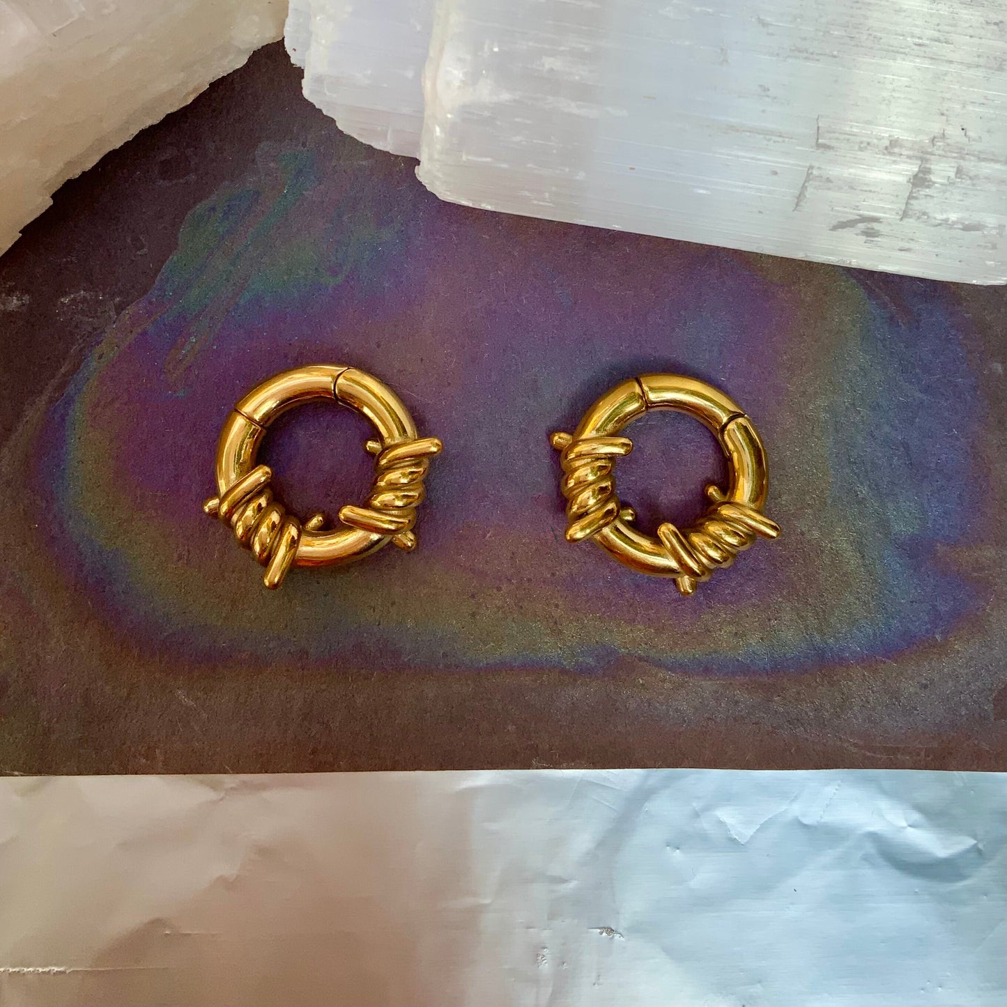 Gold Barbed Wire Ear Weights