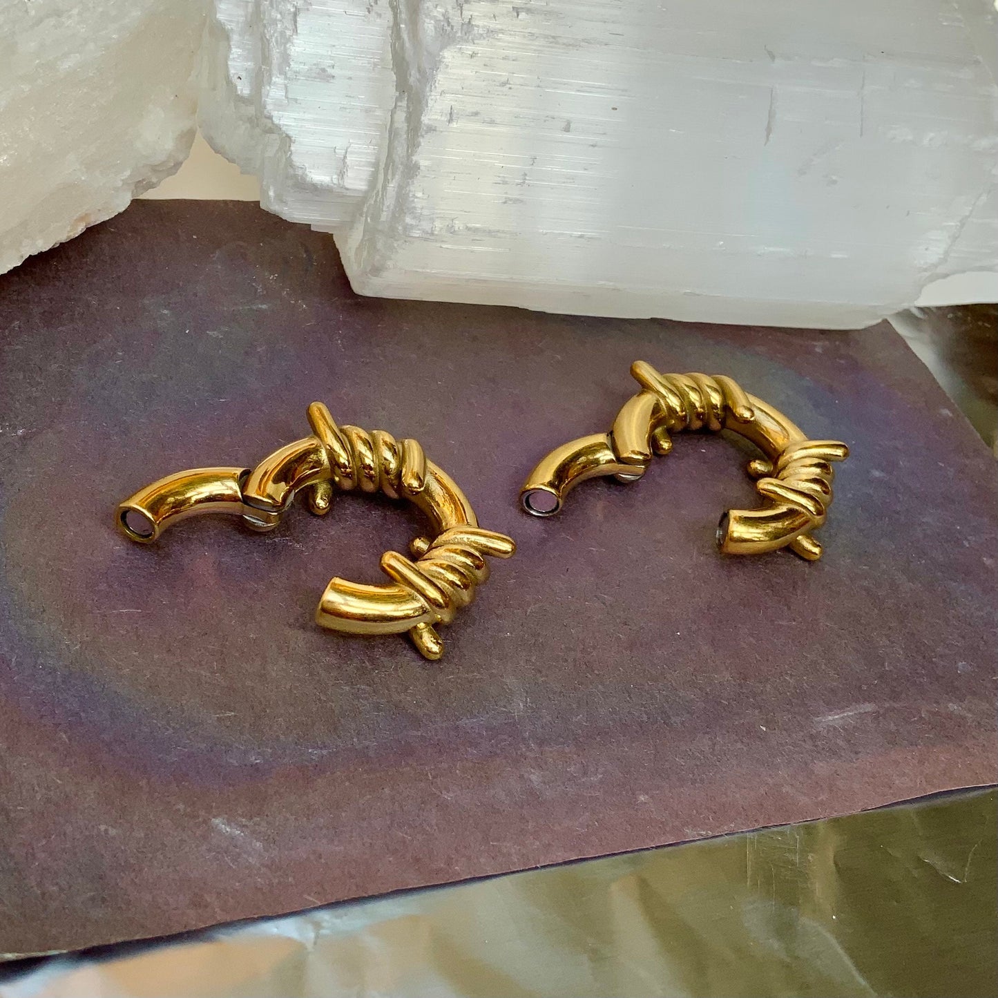 Gold Barbed Wire Ear Weights