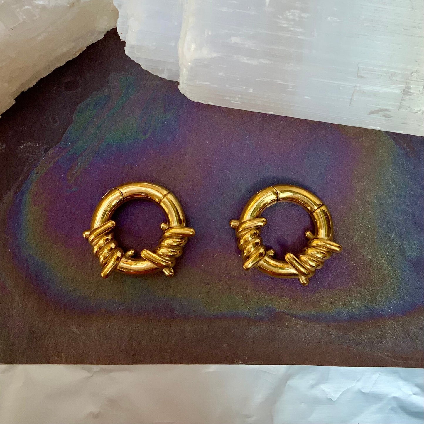 Gold Barbed Wire Ear Weights