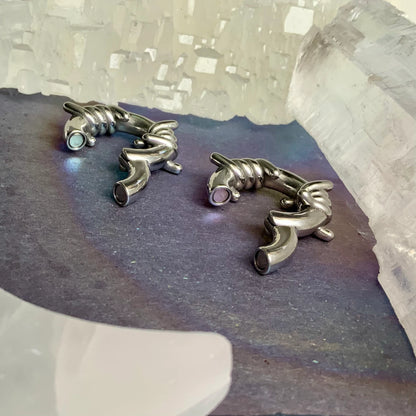 Silver Barbed Wire Ear Weights