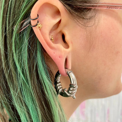 Silver Barbed Wire Ear Weights