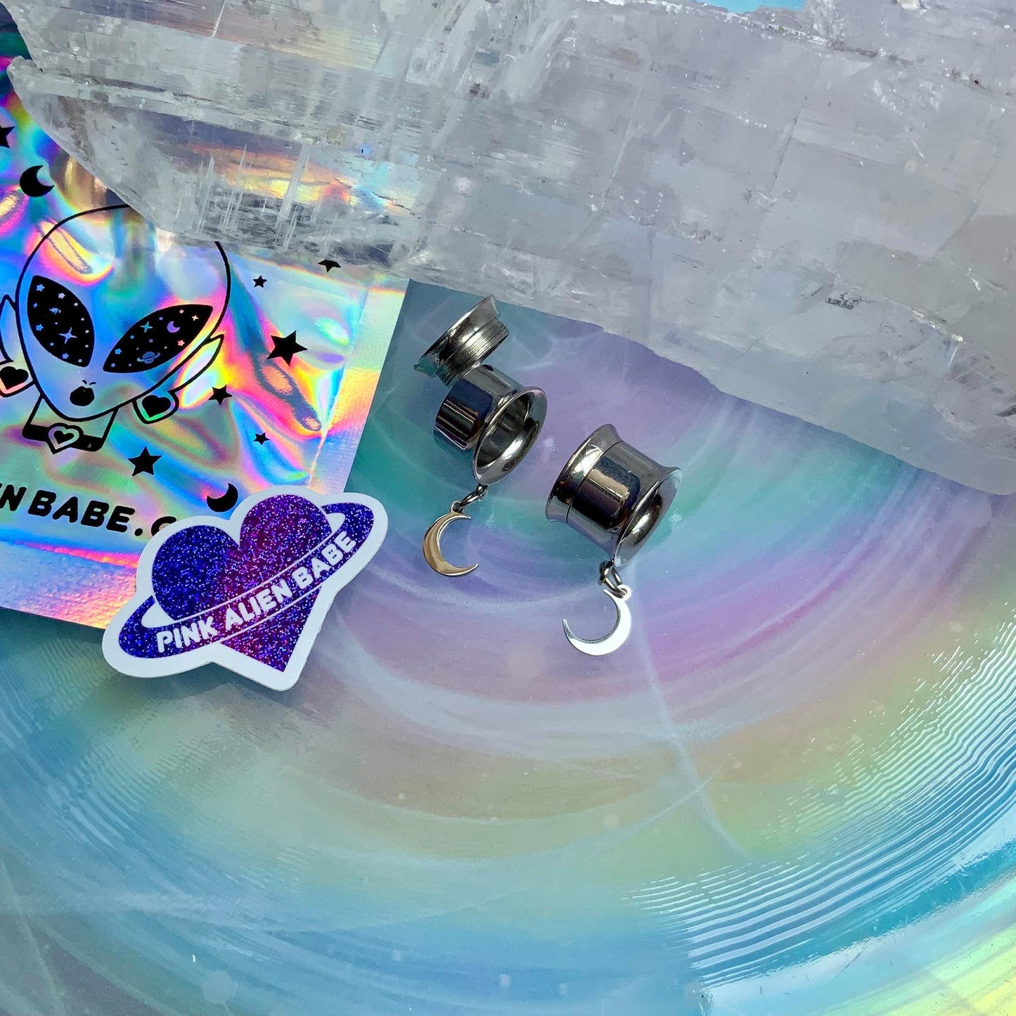 Brightest Crescent Moon Dangle Gauges